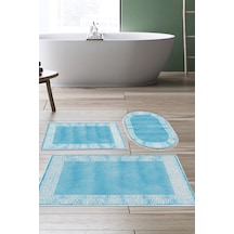 Dekoreko Kaymaz Taban Djt 3 Lü Banyo Paspas Takımı Trend Karışık Modern 1460 Mavi
