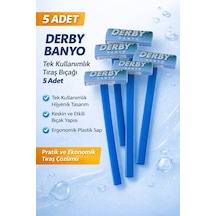 Derby Banyo Tek Kullanımlık Tıraş Bıçağı 5 Adet Plastik Saplı Pratik Ekonomik Tıraş Jileti