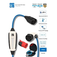 Çantalı Basic Plus 32a 22kw 5m Monofaze & Trifaze Wifi+bluetooth Ac Mobil Elektrikli Araç Şarj Wallbox 22 Kw