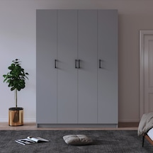 %100 Mdflam 4 Kapaklı Gardrop 120cm G-08 Gri