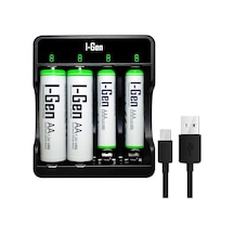 G479 4'lü Pil Şarj Aleti + 2 Adet Aa 2700 Mah + 2 Adet Aaa 900 Mah Şarjlı Kalem Pilli Set 1.2v