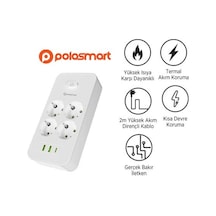 Polosmart Termal Akım Korumalı Uzatma Kablosu 2m Beyaz Mp17