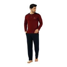 Alimer EDY1136UK-B Uzun Kollu Cepli Jakarlı Erkek Pijama Takımı Bordo Alimer EDY1136UK-B Uzun Kollu Cepli Jakarlı Erkek Pijama Takımı Bordo