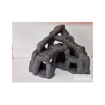 3d Akvaryum Dekoru Köşe Yuvarlak Delikli Mağara 3d02 34x26x25h