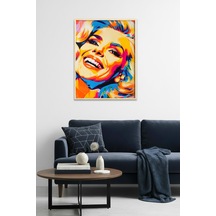 Doğal Ahşap Çerçeveli Pop Art Portre Tablo - Canlı Tonlar Huhu2002