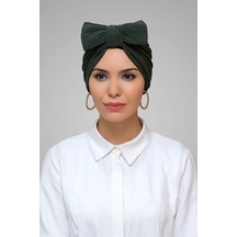 Hürrem Bone Haki Pratik Hazır Geçmeli Tesettür Bone Sandy Kumaş Fiyonklu Büzg (545490864) Haki