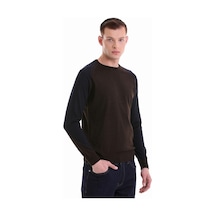 Hatemoğlu Kahverengi Regular Fit Jakarlı Bisiklet Yaka Yünlü Triko Kazak 3 Kahverengi