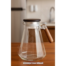 Süzgeçli Cam Sürahi - Akasaya Kapaklı Ve Saplı - Detoks Sürahisi - Contalı Kapak