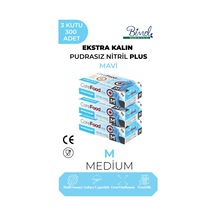 Ekstra Kalın Nitril Mavi Plus Muayene Eldiveni M - 3 Paket 100'lü