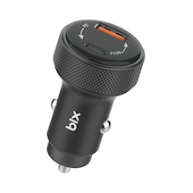 Bix Bxacp48w 48w Çift Portlu Type-c Ve Usb-a Dijital Göstergeli Araç İçi Hızlı Şarj Cihazı Siyah