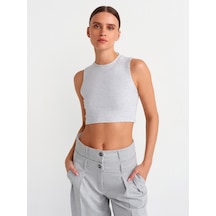 Dilvin Crop Top Gri Melanj