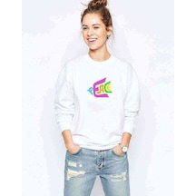 Peace Colours Mix Baskılı Beyaz Kadın Sweatshirt
