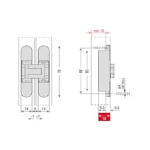 Gizli Menteşe 76x14 Mm 16 Kg Mat Antik Bronz Renk Tek Ebat Hg104ht01 Abm Ahşap