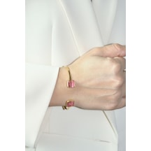 Kadir Jewellery 22 Ayar Altın Kaplama El İşçiliği Zirkon Taşlı Kadın Charm Bileklik Çok Renkli