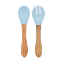 Mama Kaşığı + Çatal Mineral Blue 3 Adet