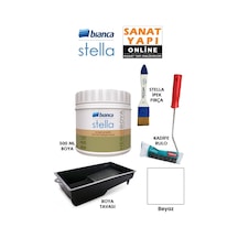 Stella Boya 4 Parçalı Set 500 Ml Boya - Boya Tavası- Stella İpek Fırça - Kadife Rulo Diğer
