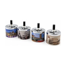 12 Adet Ashtray Yuvarlak - Basmalı Metal Küllük 5616