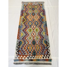 El Dokuma Afgan Yolluk Kilim Çok Renkli