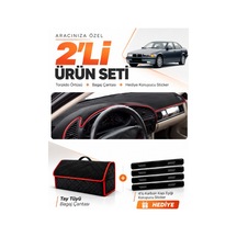 E-biz Bmw E36 1990-2000 Uyumlu Torpido Örtüsü + Tay Tüyü Bagaj Çantası - Siyah-kırmızı - Bm001