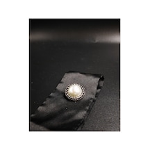 Antik Silver Çerçeveli İnci Detaylı Saten Düğme 6 Adet 25 Mm 40 Boy