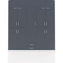 Arges Dolap 10 Raflı 2 Çekmeceli 4 Askılı 220x30x243 Antrasit-antrasit/antrasit Antrasıt/antrasıt