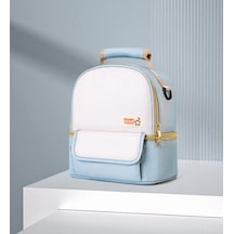 Su Geçirmez, Çok Bölmeli, Fonksiyonel Mini Anne Bebek Çantası, Termal Çanta Mavi