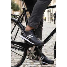 In Step Premium Serisi Siyah Beyaz Çizgili Unısex Sneaker Günlük Spor Ayakkabı Siyah - Beyaz