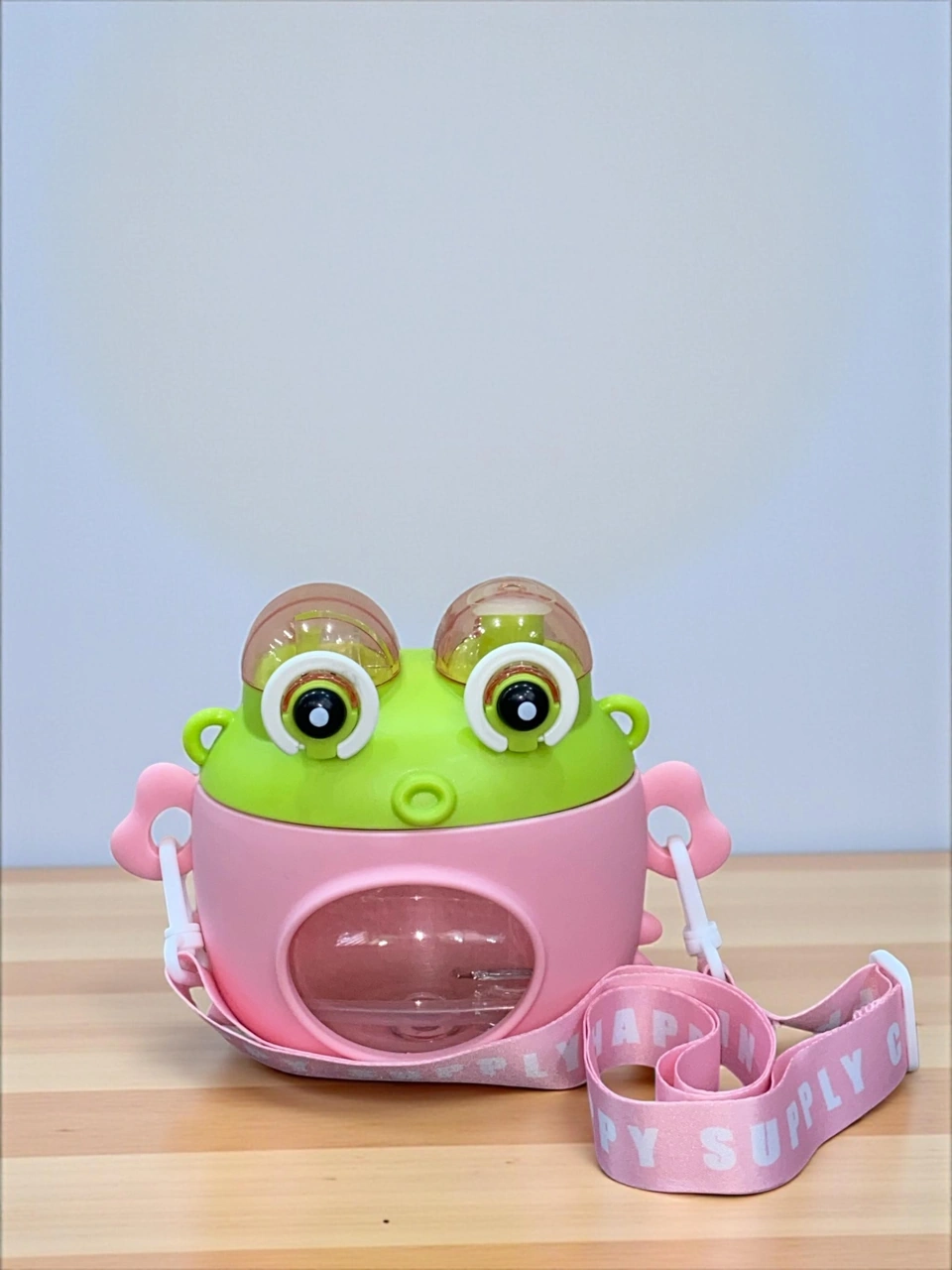 Pembe Renk Kurbağa Şeklinde Eğlenceli Çocuk Matarası 600 Ml Pembe