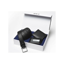 G&C Gc Terlik 515 Erkek Cüzdan Kemer Kartlık Set-siyah Siyah