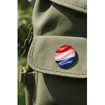 Hollanda Netherlands Abstract Ülke Bayraklı Buton Rozet - 44 MM 5 Adet Çok Renkli