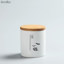 Novahub Bambu Kapaklı Seramik Çay Caddy Taşınabilir Seyahat Mühürlü Teneke Kutu Mutfak Depolama Şişe Baharat Gıda Kavanoz A Diğer