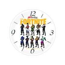 Fortnite Battle Royale Skins Çap 30cm Sessiz Akar Bombeli Gerçek Cam Duvar Saati Çok Renkli