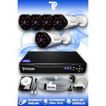 Picam 5 Kameralı Uzay 5 Dış Kamera Set 250 GB HDD Full HD Gece Görüşlü Güvenlik Kamerası Sistemi