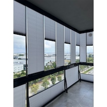 Blind-x Gri Plise Katlanır Cam Balkon Perdesi, Ofis Perdesi, Mutfak Perdesi, Salon Perdesi
