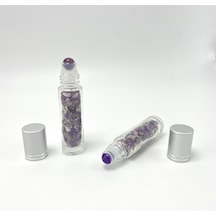 Yıldız Doğal Taş Ametist Doğal Taş Esans Şişesi + Roller Masaj Aleti 10 ML