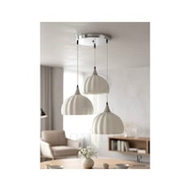 Akdeniz Serisi Adrasan Üçlü Sarkıt Avize - Bohem Pinterest Tarz Modern Yemek Masası Salon Oturma Odası Mutfak Aydınlatması Krom Set