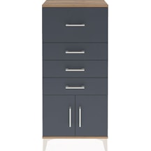 Arges Dolap 4 Çekmeceli 2 Kapaklı 60x30x134 Çam-antrasit Atlas Çam