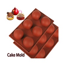 Güzel Sevimli Yüksek Kaliteli Güvenli 3 Adet Yarım Top Küre Silikon Kek Kalıbı Muffin Çikolatalı Kurabiye Pişirme Kalıbı