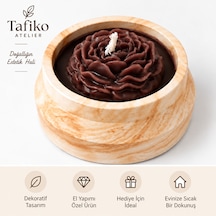 Tafiko Atelier Dekoratif Çiçekli El Yapımı Mum Kahverengi Turuncu