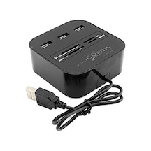 3 Port USB 2.0 Hub - USB Çoklayıcı + USB Kart Okuyucu
