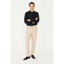 Bej Beli Bağcıklı Modern Kesim Jogger Pantolon Bej