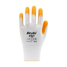 Beybi Pn7 Polyester Örme Nitril Iş Eldiveni Sarı – Beyaz 1 Çift