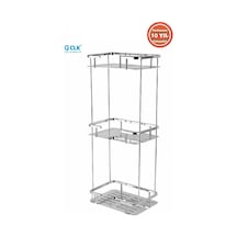 Çelik Banyo Paslanmaz Pirinç Lidya 3'lü 15x22 Cm Şampuanlık Banyo Rafı Krom
