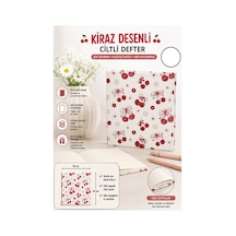 Kiraz Figürlü Kare Not Defteri 16x16cm 1 Adet Lizz Sert Kapak 120 Yaprak Ciltli Çizgisiz Özel Anı Günlük Defteri Beyaz