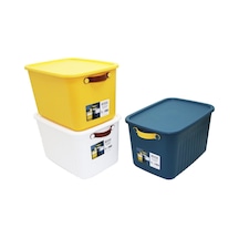Boxsis Om-0050-1690 15l Renkli Kapaklı Plastik Organizer Kutu 35x25x22cm - 18'li Paket Diğer