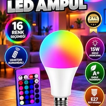 16 Renkli Rgb Led Ampul 15w A+ E27 Uzaktan Kumandalı Dekoratif Lamba
