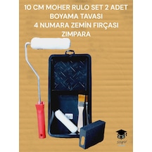 10 Cm Moher Rulo Set 2 Adet Boyama Tavası 4 Numara Zemin Fırçası Zımpara Boyama Seti