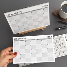 Grinin Tonları 2027 Masa Takvimi, Ahşap Şövale Masa Takvimi, Aylık Planlamalı Takvim, 2027 Takvim, Y