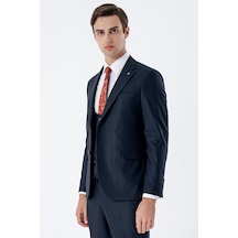 İmza Lacivert Mono Yaka Çift Yırtmaç Yelekli 6 Drop Slim Fit Dar Kesim Basic Takım Elbise 1001240186-lacivert Lacivert