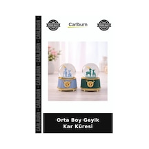Orta Boy Geyik Kar Küresi Ofis Objesi Müzikli Biblo Pilli Küre